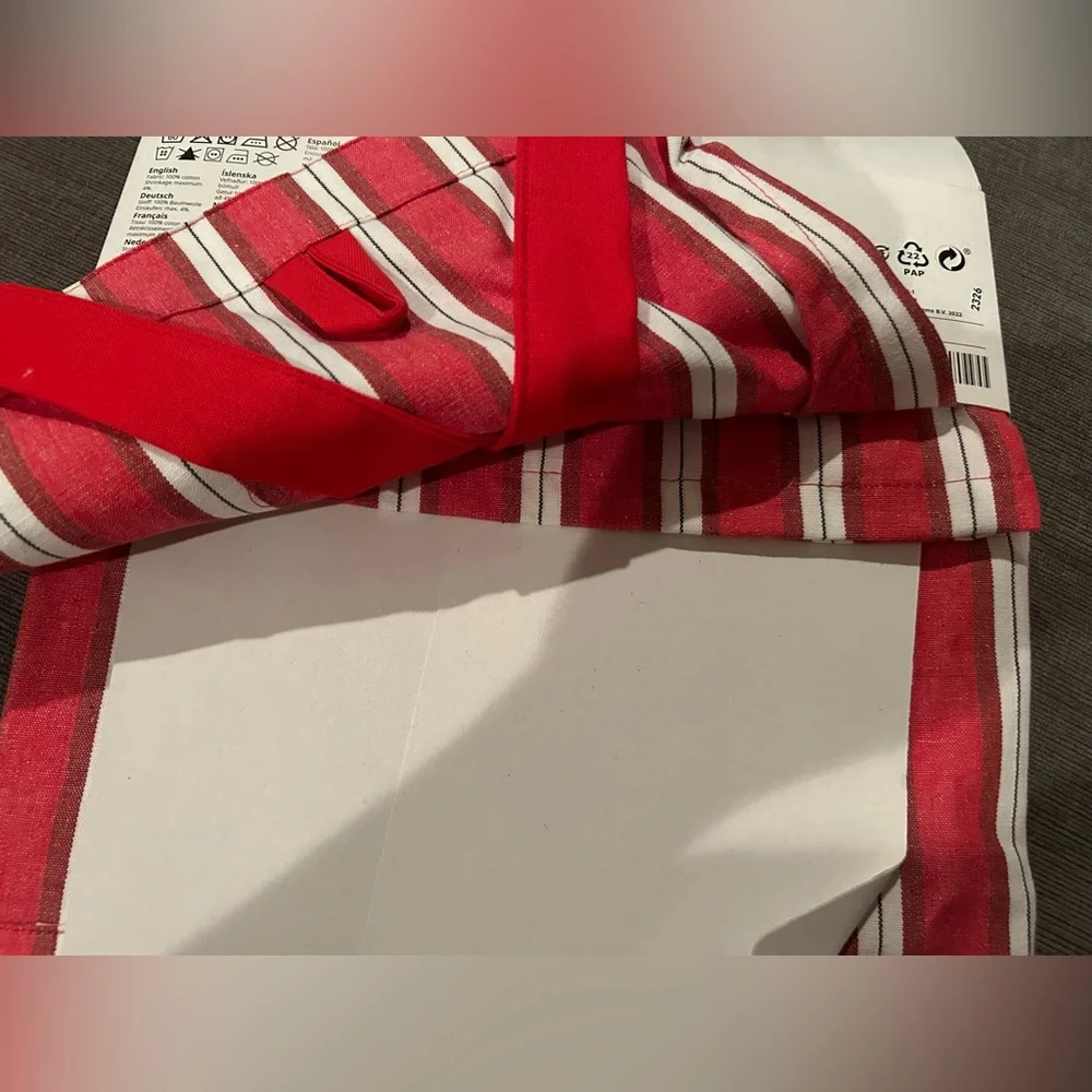 IKEA Vinterfint red striped Adult Apron NWT